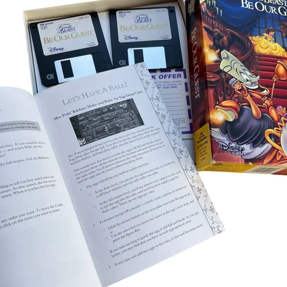 Disney Software Be Our Guest Floppy Disk Game Includes Poster As-Is